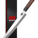 SHAN ZU 10 Inch Sushi Knife, High Carbon Japanese Steel Sashimi Knife, Japanese Knives for Fish Filleting & Slicing, Sushi Making Knives with Red Sandalwood Handle