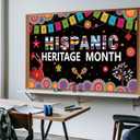 Hispanic Heritage Month Backdrop, 5.9x3.6ft Large National Bulletin Board Poster Decorations Latin Latino American Banner for Spanish School Home Office Classroom Decor Wall Photography Background