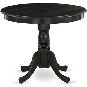 East West Furniture ANT-ABK-TP Antique Dining Room Table - a Round kitchen Table Top with Pedestal Base, 36x36 Inch, Wirebrushed Black