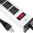 Oviitech 16 Outlets Heavy Duty Metal Socket Power Strip,15-Foot Long Extension Cord with Circuit Breaker. Mounting Brackets Included, Workshop/Industrial use, ETL Certified, Black