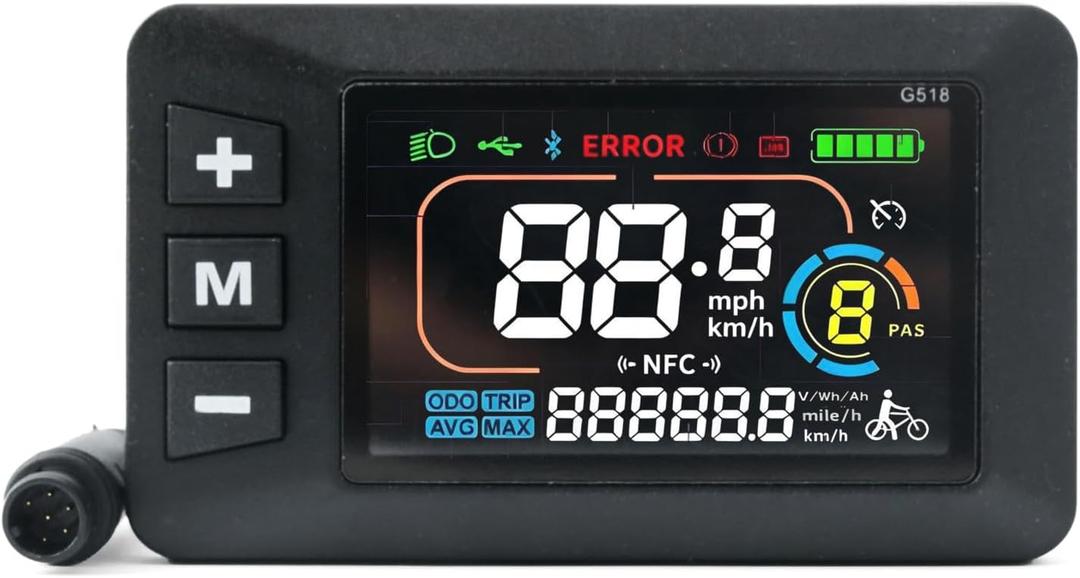 Display Screen Replacement for Yozma IN10 for Yozma in 10 Electric Dirt Bike E-Bike LCD Display with 3 Function Keys, for Check Riding Data, Speedometers Off-Road Motorcycle Accessories