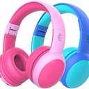 gorsun Kids Bluetooth Headphones, Portable Wireless Headset for Kids, Bluetooth 5.3, Over-Ear Toddler Headphones with Microphone, 85dB Volume Limited, 40 Hours Playtime (Pink+Blue)