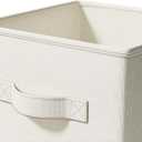 LayerSpace 4 Pack Foldable Fabric Closet Storage Bins, 11Inch Organizer Cubes with Handles, Linen Storage Boxes for Clothes, Toys, Books and Home Organization, White& Ivory, 11Inch