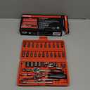 Egofine 46 Pieces 1/4 inch Drive Socket Ratchet Wrench Set, with Bit Socket Set Metric and Extension Bar for Auto Repairing and Household, with Storage Case