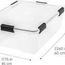 IRIS USA WeatherPro 41 Qt Storage Bins with Lids, 4 Pack, BPA-Free Plastic Gasket Box with Tight Latch and Seal, Stackable Nestable Tote Tub - Clear/Black