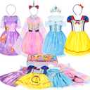 Cocojeci Princess Dress Up Clothes for Girls Princess Dress Up Costume with Cape Crown for Little Girls Princess Toys Christmas Birthday Gift