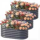 AHEONLAR 3 Pack 4×2×1.5ft Galvanized Raised Garden Bed Outdoor, Sturdy Planter Boxes for Vegetables, Fruits, Flowers and Plants, Easy Assembly, Grey, 4x2x1.5ft