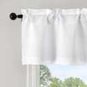Gwine White Valance for Windows, Light Filtering Faux Linen Textured Kitchen Valance for Window, Rod Pocket Small Short Curtain for Bathroom Laundry Room Basement, 60Wx14L inch, 1 Piece