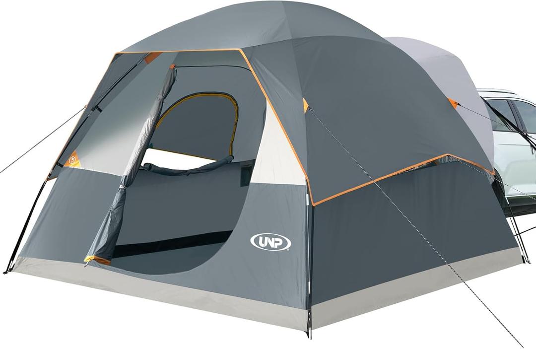 UNP SUV Dome Tent for Camping, Outdoor 6 Person Car Camping Tent, Easy Set Up SUV Tailgate Tent with Rainfly 10' x 10' Vehicle Camping Tent | for Camping, Outdoor, Car Camping Tent, Easy Set Up, SUV Tailgate Tent, with Rainfly (Gray)