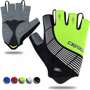 Souke Sports Cycling Bike Gloves - Padded Half Finger Bicycle Gloves with Shock-Absorbing, Anti-Slip, Breathable MTB & Road Biking Features for Men & Women (X-Large, Green-black)