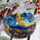 Retro Moon Star Stained Glass Hanging Ornament - Christmas Tree Decoration, Holiday Ornament, Gift Idea