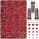 33000Pcs Red Rhinestones for Bedazzling, 2,3,4,5,6mm Siam Bedazzler Kit with Flatback Crystals Bulk and B7000 Glue, Resin Flat Back Diamonds Jewels Gems for Craftings Crafts Clothes Shoes