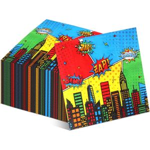 Honoson 100 Hero Theme Party Napkins Hero Party Supplies Hero Themed Party Decoration Disposable Paper Napkins for Birthday Baby Shower Party Supplies Favor