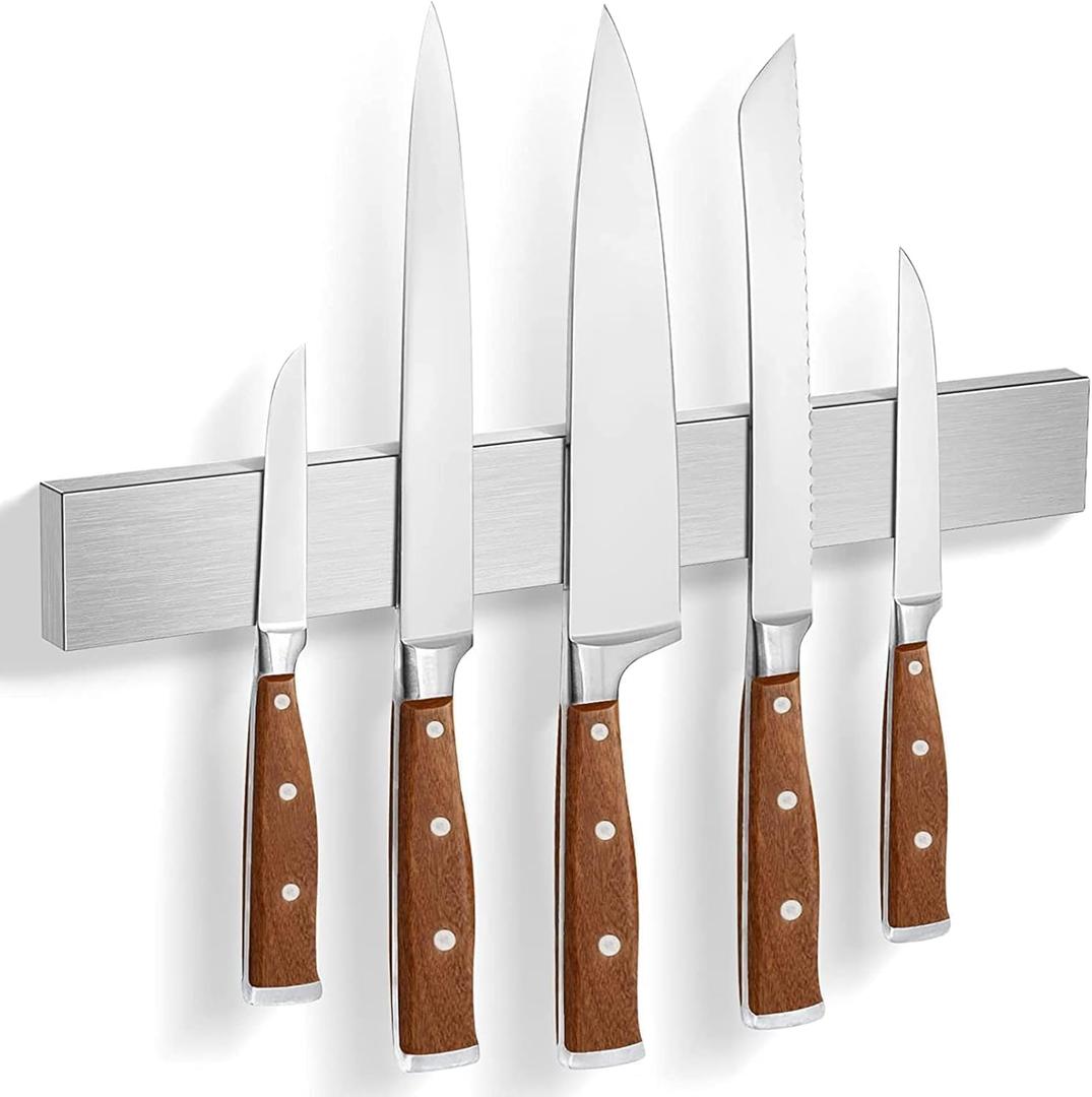 Magnetic Knife Holder for Wall, Knife Magnetic Strip Magnetic Knife Holder for Refrigerator Mount Knife Rack Kitchen Utensil Holder Metal Tool Holder Knife Block Kitchen Organizers Accessories 10 Inch (Gray)