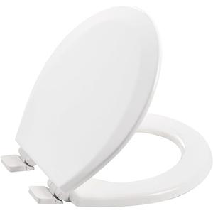 Wood Toilet Seat, Slow Close, High Gloss Finish, Premium Moulded Wood, Quick Release, White, PIKLiDS (Round)