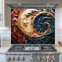 Tempered Glass Backsplash for Kitchen,Moon, Frameless, Stove Backsplash Protector for Wall,Easy to Clean, Home Decor (30"x30")