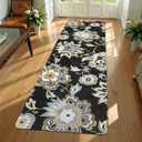 Lahome Floral Washable Runner Rug - 2x6 Runners for Hallways Non-Slip Low-Pile Kitchen Rug, Black Paisley Print Carpet for Laundry Bedroom Entryway (2X 6, Blacak)