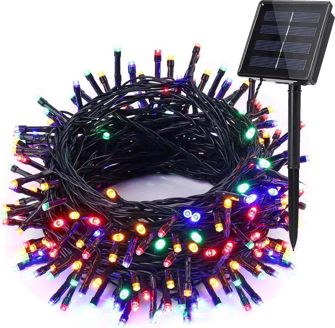 Solar Christmas Lights Outdoor, 33ft 100 LED Solar Fairy String Lights 8 Modes Waterproof Xmas Lights for Garden, Patio, Home, Party, Wedding, Holiday, Tree, Bush, Wreath, Outdoor Decor (Multicolor)