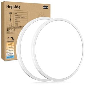 hepside 2Pack LED Flush Mount Ceiling Light Fixture, 12Inch 24W, Dimmable&3000K/3500K/4000K/5000K/6500K Adjustable Low Profile Ceiling Lights, White Round Flat Ceiling Light for Closet,Kitchen,Hallway