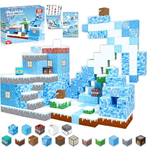 ToyUnited Magnetic Blocks - 100PCS Magnetic Building Blocks Glacier Castle, STEM Montessori Sensory Toys for Toddlers Kids Boys Girls Ages 3 4 5 6 7 8 9 10 Holiday Christmas Birthday Gifts