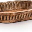 Kaizen Casa Decorative Bowl Mango Wood for Home Decor, Unique Centerpiece Bowl, with Hand Carved Vertical Stripes for Home Decor, Bathroom, Kitchen Counter, & More (10" x 6" x 2")