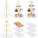 EUSOAR Cupcake Stand, 10pcs Plastic Cake Display Stands Set, 3 Tier Serving Tray Dessert Table Display Set, Cup Cake Tower Stand Fruit Candy Dessert Trays For Wedding Tea Party Celebration
