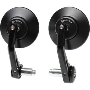 FENRIR CNC Aluminum Alloy Round Cafe Racer Retro Black Motorcycle Bar End Mirrors Side 22MM 7/8" Inch Handlebar Mirror Universal Rear View For M8/M6 Sport Naked Street Bike Cruiser Minimoto Scooter