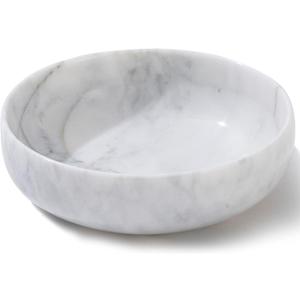 5.91'' Large Decorative Bowl, Natural Marble Decorative Bowls for Home Decor, Key Bowl, Large Incense Burner, Smudge Bowl, Coffee Tables Centerpiece, Soap Serving Bowl (White&grey3)
