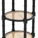 Creative Co-Op Mango Wood and Woven Cane Side End Table, Black