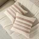 ORTIGIA Boho Decorative Throw Pillow Covers 18x18 Set of 2 Striped Linen Taupe Couch Farmhouse Textured Neutral Pillowcase for Home Decor Sofa Bed Living Room Bedroom Outdoor