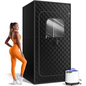 FREEYARE Sauna Box, Portable Sauna for Home, Personal Steam Sauna Tent with 1200W 3L Steamer Heater, 15 Levels, Remote Control, Foldable Chair, Cozy Size 36 * 36 * 71 inch-
Black