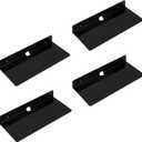 IEEK 4 PCS Small Acrylic Floating Wall Shelves, 9 Inch Adhesive Display Shelf for Nintendo Switch/Smart Speaker/Security Cameras/Action Figures, No Damage Expand Wall Space, Black