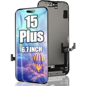 EFAITHFIX for iPhone 15 Plus Screen Replacement 6.7 Inch LCD 3D Touch Display Full HD Digitizer Frame Assembly Compatible with Model A2847, A3093, A3094, A3096 with Waterproof Adhesive (No Tools)