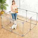 Acrylic Dog Playpen Dog Playpen Indoor Puppy Pen Pets Fence Puppies Cage10 Panels for Puppies Dog Play Pens for Dogs Indoor (8)