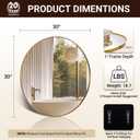 ANDY STAR Round Gold Mirror 30 inch, Brass Mirror with Brushed Gold Frame, Wall Mounted Stainless Steel Metal Frame Round Mirror for Bathroom, Living Room, Bedroom