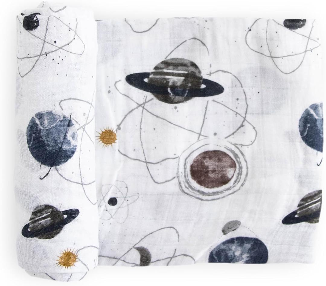 Little Unicorn Premium Cotton Swaddle Baby Blanket | Breathable Fabric | for swaddling, Play, Nursing & More (Planetary)