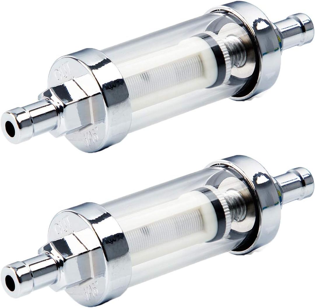 5/16 inch 9747 Inline Fuel Filter With Clear View Glass And Chrome (2)