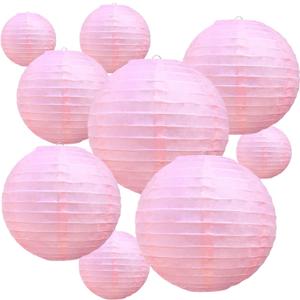 BEISHIDA Pink Round Paper Lanterns Hanging Decorative Chinese Paper Lanterns Lamp for Valentine Birthday Wedding Party Decoration and Baby Bridal Shower10 Packs