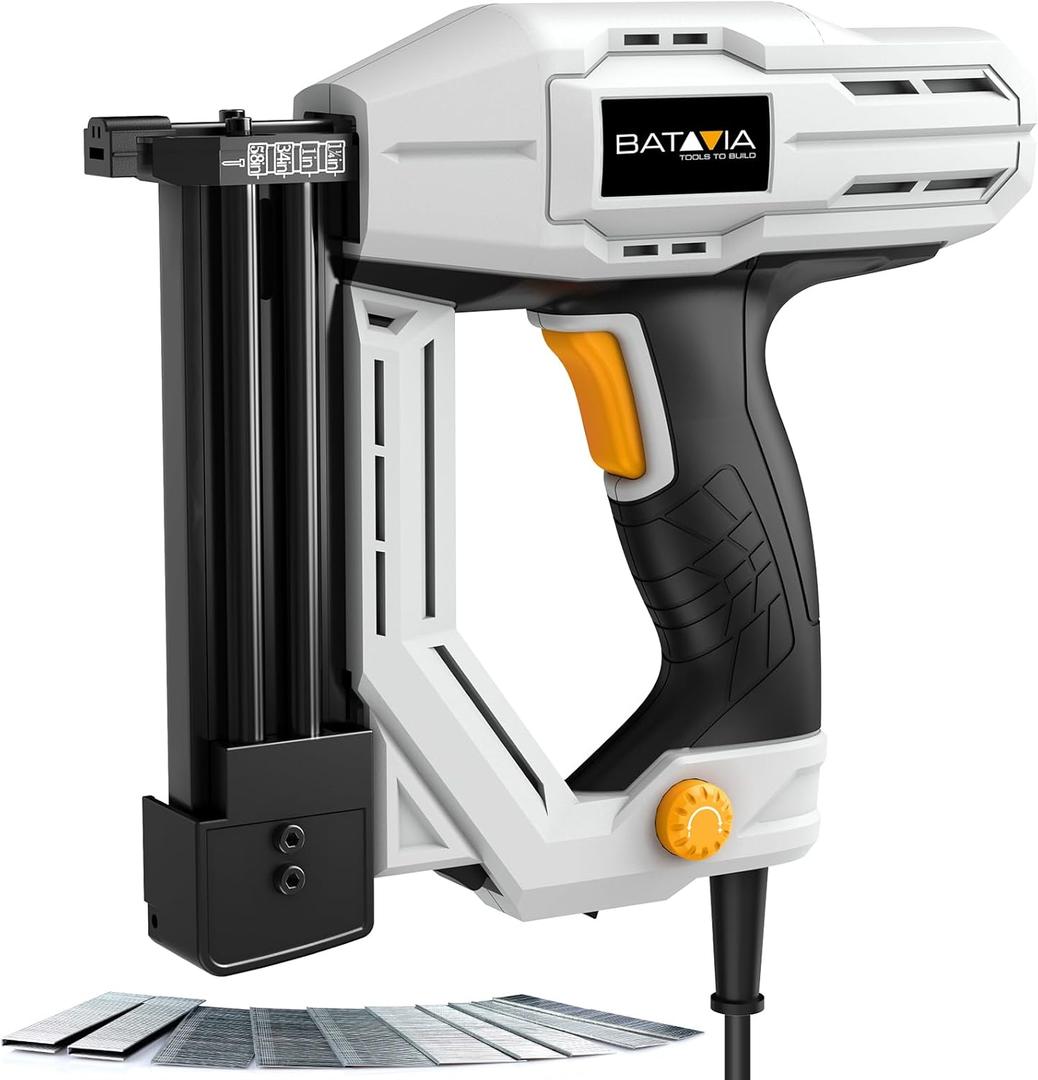Electric Nail , Batavia 2-in-1 Staple Brad Nailer 18 Gauge for Heavy Duty, 120V Stapler for Upholstery, Carpentry, DIY, 1/4'' Narrow Crown Staples 200pcs and Nails 800pcs Included
