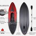 9 ft Inflatable Kayak, 1-Person Foldable Fishing Boat, 220 lb Capacity, Includes Aluminum Oars, High Output Pump, Adjustable Seat, Removable Fin, Cargo Net for Adults, Lakes & Rivers