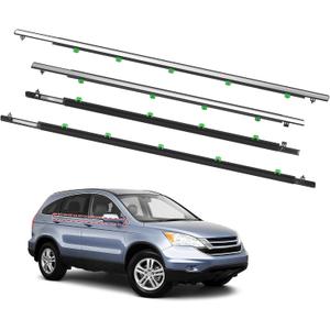 Window Molding Trim Seal for Honda CR-V 2007-2011 Accessories, Outer Door Black Rubber Weather Stripping Belt, Replacement 72410-SWA-A01 (4PCS)