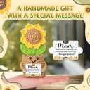 2 x Gifts for Mom from Daughter Son - Mothers Day Sunflower Crochet, I Love You Mom, Handmade Cute Mini Flower, Thanksgiving Birthday Christmas Gift Idea for Mother, Emotional Support Plush