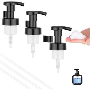 Segbeauty 3pcs Black Foaming Hand Soap Dispenser Bottle Pump Head, Foam Kitchen Soap Dispenser Pump Replacement for Bathroom Shampoo Foamer Bottle, 40 Thread Size Hand Dish Foaming Bottles Pumps