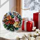 2 x Butterfly & Rose Ornament | Christmas Ornaments, Christmas Decorations, Hanging Ornaments for Tree, Holiday Decor Gifts | Gifts for Flower Lover, Women, Friend, Neighbor | Gift Exchange Ideas