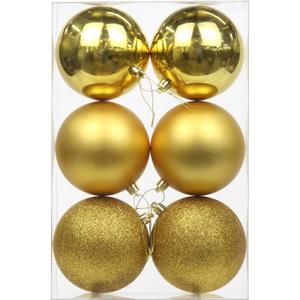 3.94" Large Christmas Balls Shatterproof Gold Christmas Ornaments 6 Pcs Big Xmas Ornaments Balls for Xmas Tree Holiday Wedding Party Decoration
