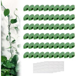2025 Summer Plant Clips for Climbing Plants, Self Adhesive Plant Support Clips Invisible Wall Vines Fixing Clips Hook, Upgrade Wall Vines Fixing Clips Plant Climbing Wall Fixture Clips (100, Green)