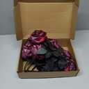 12 Pcs Fake Burgundy Roses Artificial Flowers with Long Stem, Goth Birthday Decorations, Gothic Wedding Decor, Halloween Dark Flower Arrangement,Faux Silk Rose Bouquet Realistic, Large (Wine Red)