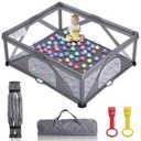 GENTEACO Foldable Baby Playpen, Extra Large Play Pen for Babies and Toddlers, Baby Fence Play Yard, Safety Kids Portable Playpin Indoor&Outdoor (59"X71",Dark Grey)