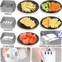 KEOUKE Multifunctional Vegetable Chopper White - 3 Interchangeable Blades Potato French Fry Cutter with Container & Storage Box Food Chopper Dicer for Cucumber, Tomato, Carrot, Onion