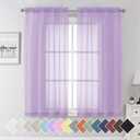 Aiyufeng Light Purple Sheer Curtain Panels Pair Sold 63 Inch Length, Light Filtering Window Curtain Drapes Treatment for Kitchen, Bedroom/Children Room, Voile Top Dual Rod Pocket, 2 Pack of 42 x 63" (Lavender)